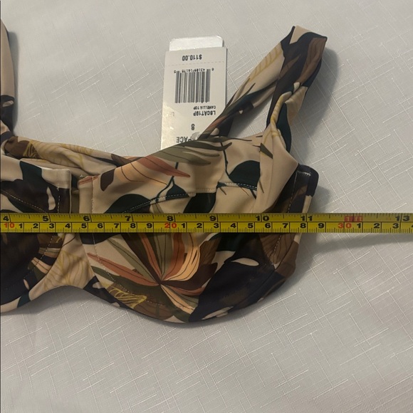 L*Space Tan Multi Lotus Land floral bikini top SZ SM Palm leaves vacay beach NWT - Picture 4 of 9